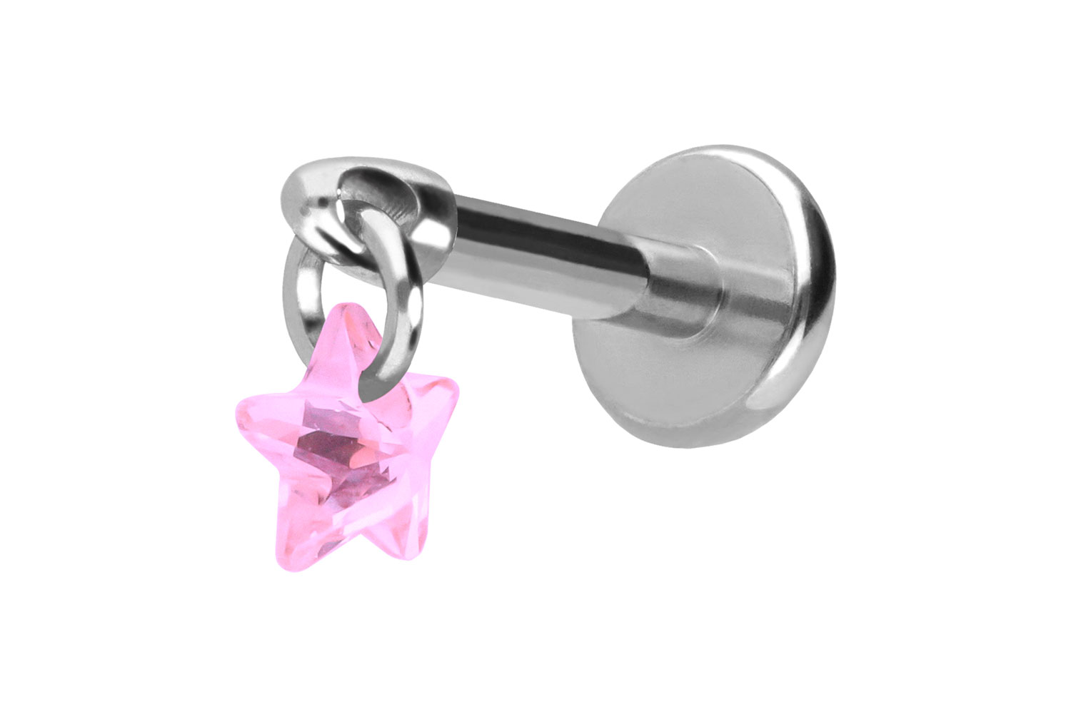 Titan Labret Piercing mit Push Fit KRISTALLSTERN